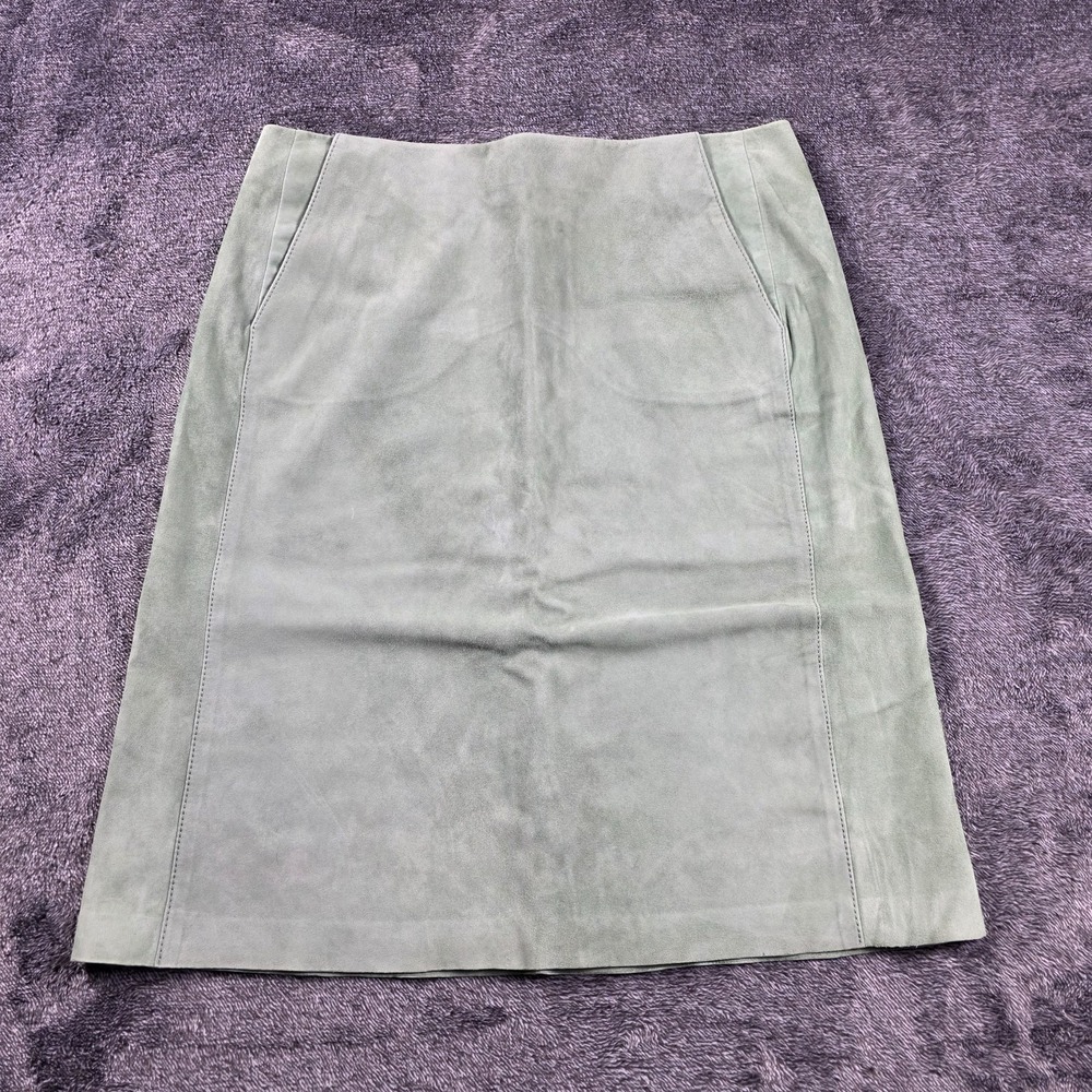 Ralph Lauren Purple Label Careen Lamb Suede Skirt Size 4 Green Leather $1890
